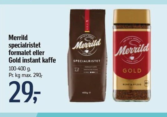 Merrild specialristet formalet el gold instant kaffe tilbud hos Føtex