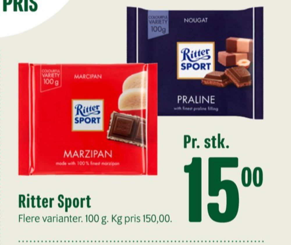 Ritter Sport Chokoladeplade Praline Tilbud Hos Min K Bmand