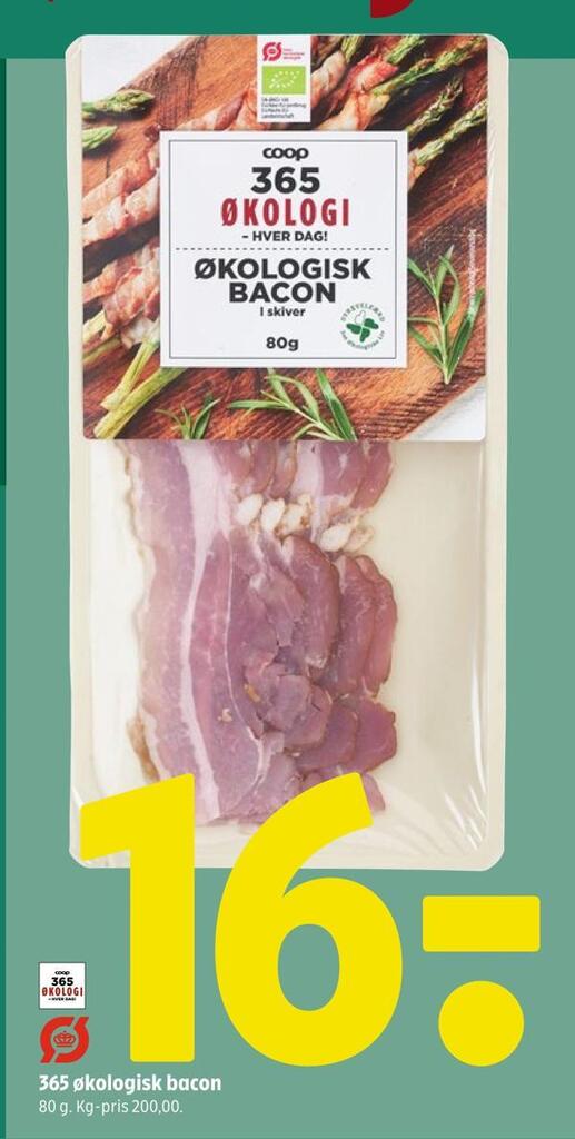 365 økologisk bacon tilbud hos Coop 365