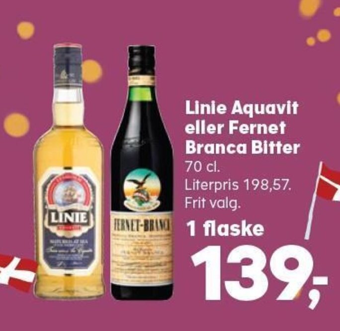 Linie Aquavit Eller Fernet Branca Bitter Tilbud Hos Kvickly