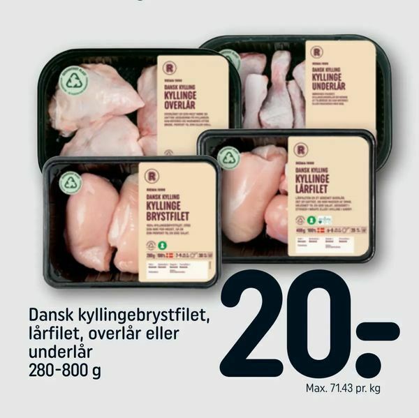 Dansk kyllingebrystfilet lårfilet overlår eller underlår tilbud hos