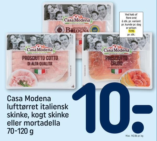 Casa modena lufttørret italiensk skinke kogt skinke eller mortadella