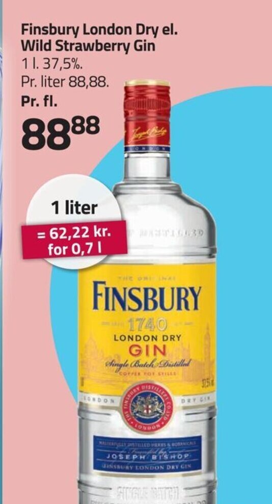 Finsbury London Dry El Wild Strawberry Gin Tilbud Hos Fleggaard