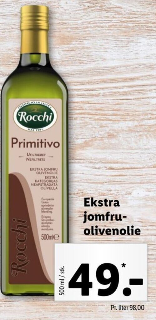 Rocchi Primitivo Ekstra Jomfru Olivenolie Tilbud Hos Lidl