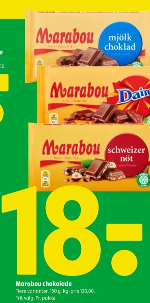 Marabou chokoladeplade mjölk choklad tilbud hos Coop 365