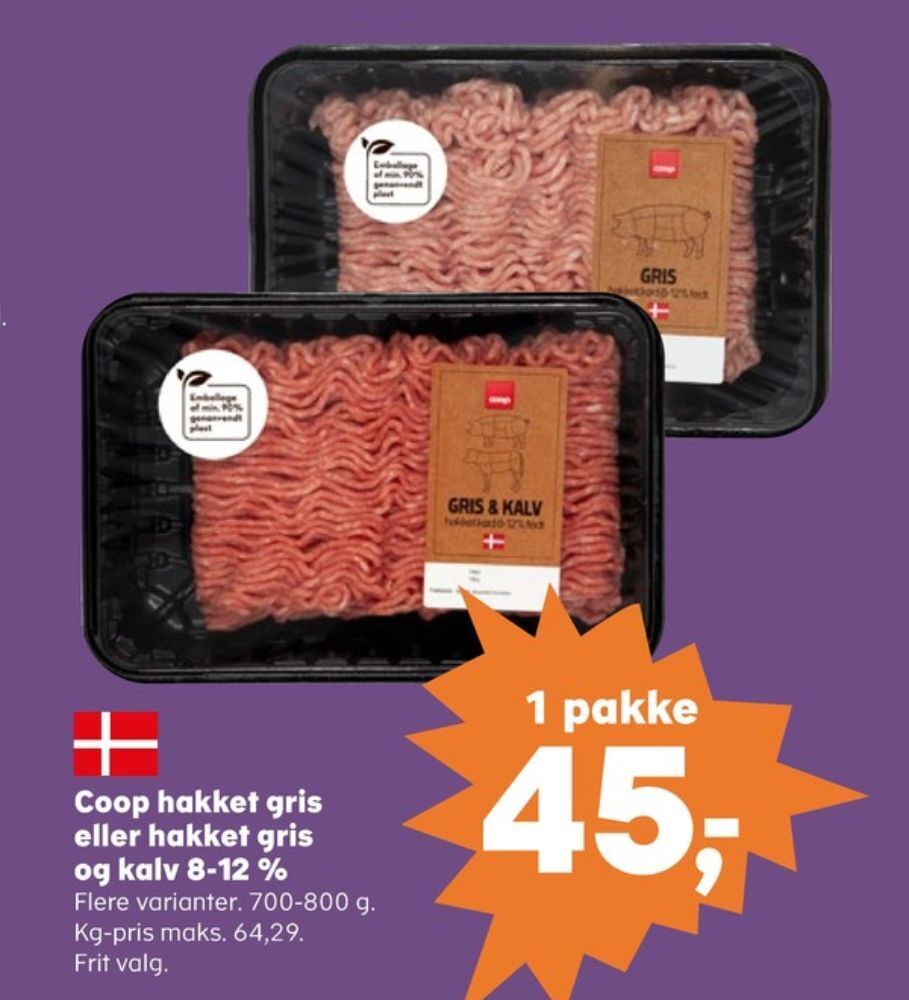 Coop hakket kalv og grisekød tilbud hos Kvickly