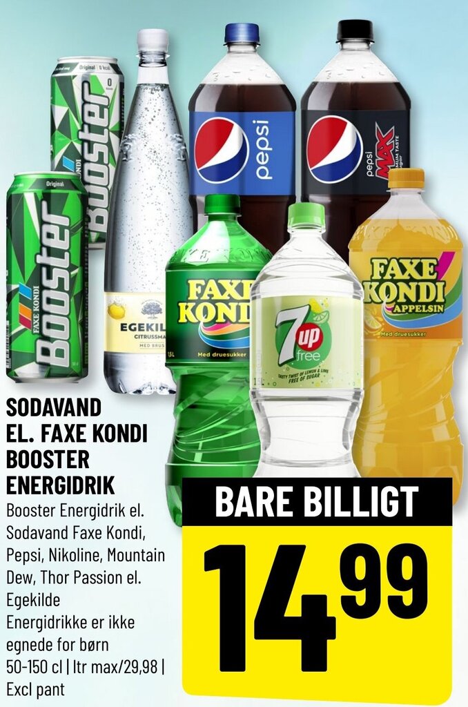 Sodavand El Faxe Kondi Booster Energidrik Tilbud Hos L Vbjerg