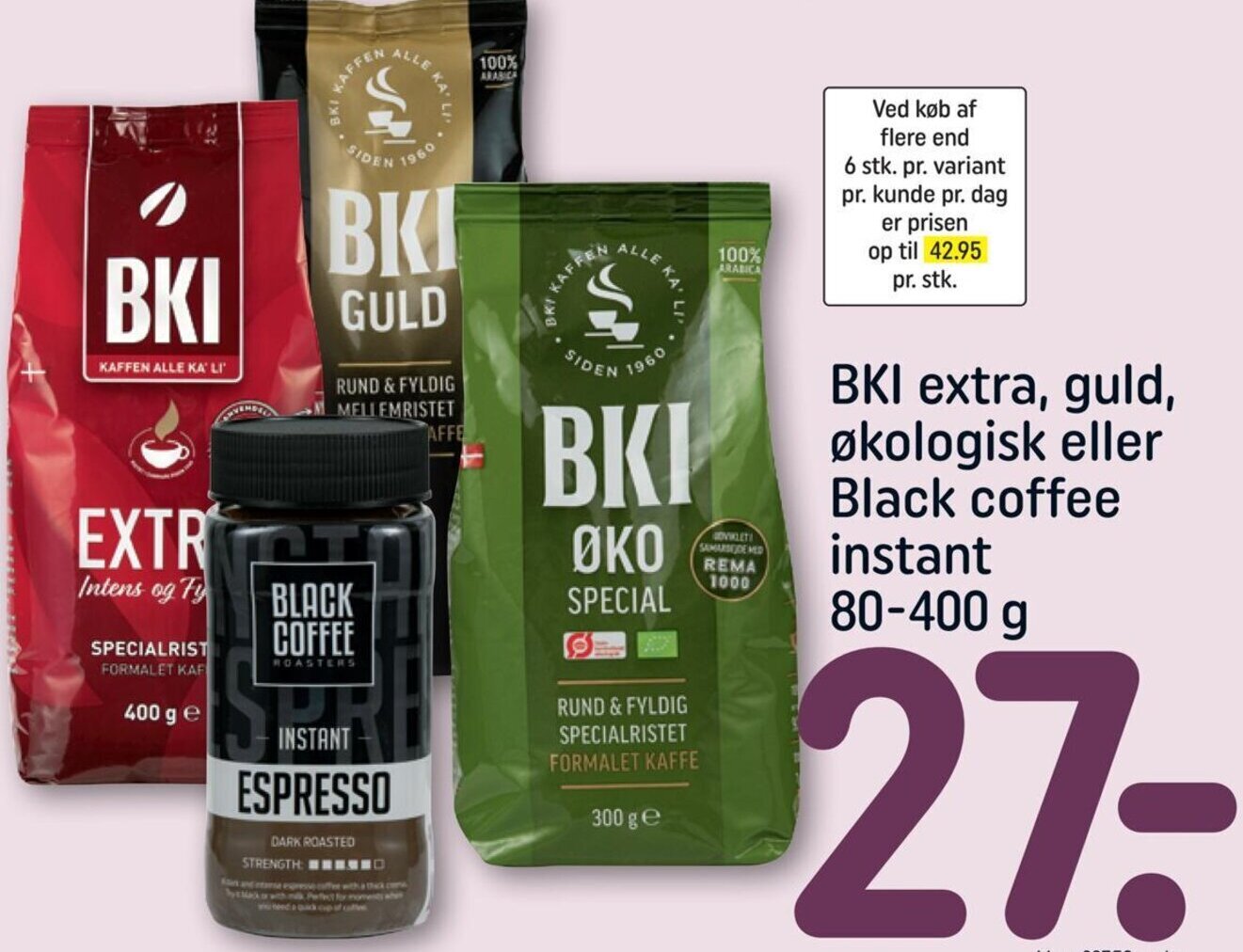 Bki Extra Guld Kologisk Eller Black Coffee Instant G Tilbud