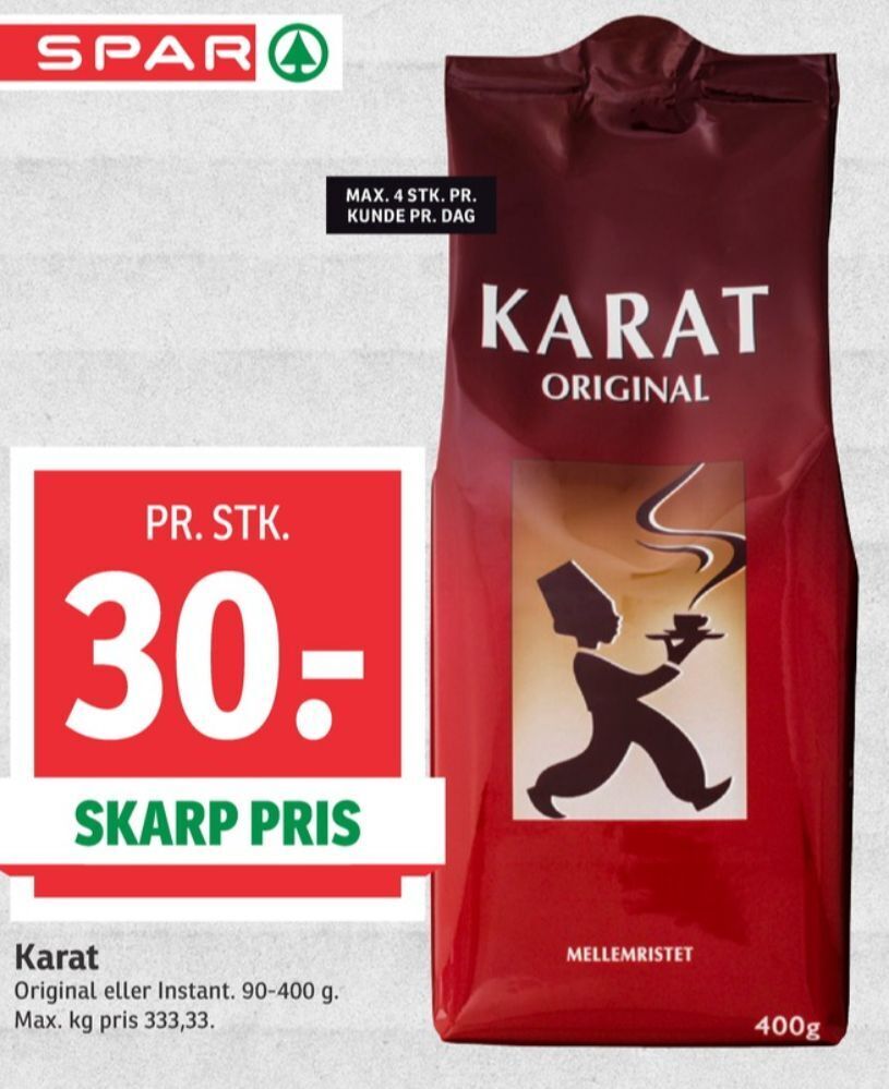 Karat Instant Kaffe Tilbud Hos Spar