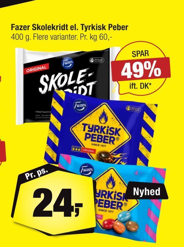 Fazer Skolekridt El Tyrkisk Peber Tilbud Hos Calle