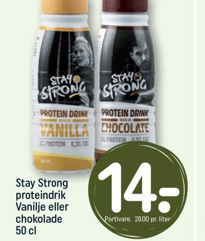 Stay Strong Proteindrik Vanilje Eller Chokolade 50 Cl Tilbud Hos Rema 1000