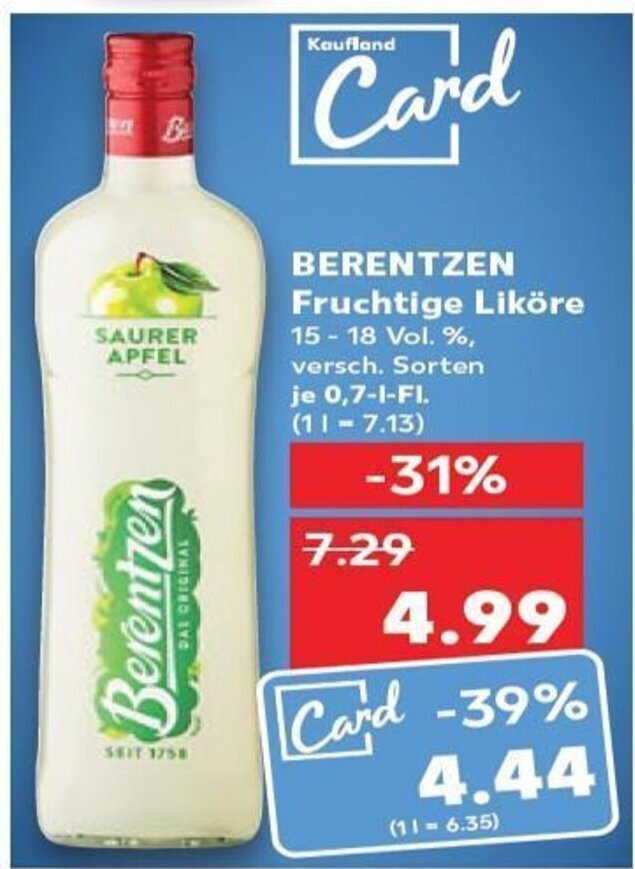 BERENTZEN Fruchtige Liköre tilbud hos Kaufland