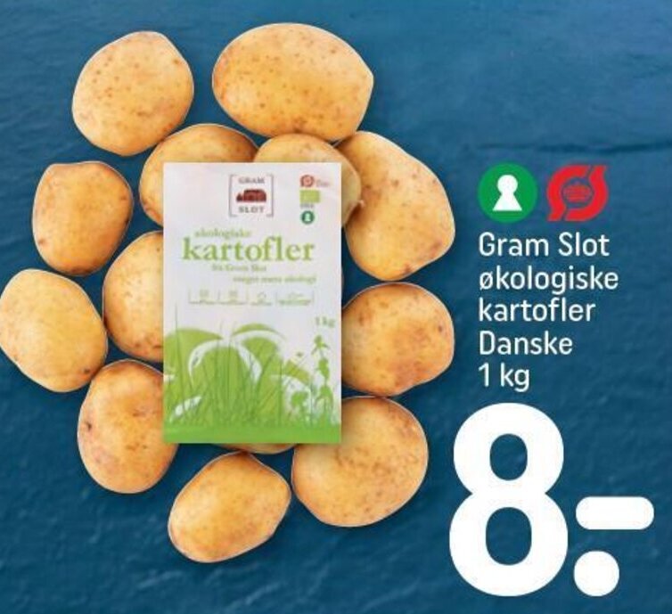 Gram Slot økologiske kartofler Danske 1 kg tilbud hos Rema 1000