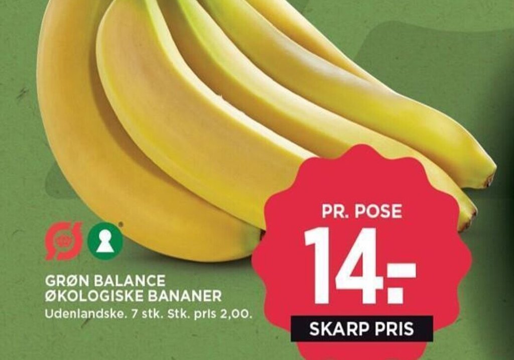 GRØN BALANCE ØKOLOGISKE BANANER tilbud hos MENY