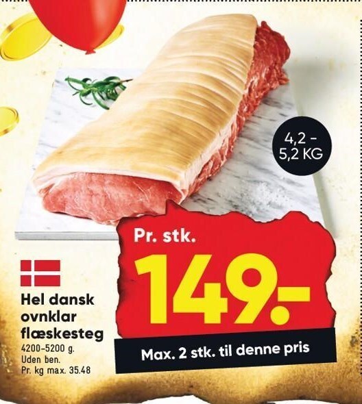 Hel dansk ovnklar flæskesteg tilbud hos Bilka