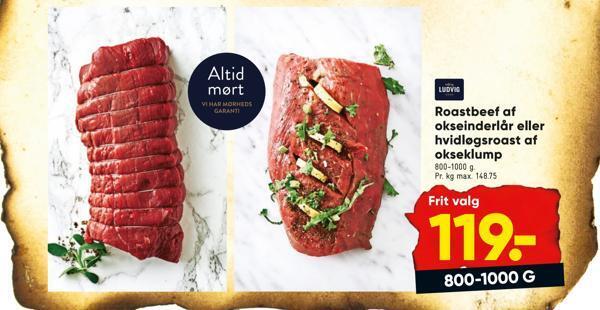 Roastbeef Af Okseinderl R Eller Hvidl Gsroast Af Okseklump Tilbud Hos Bilka