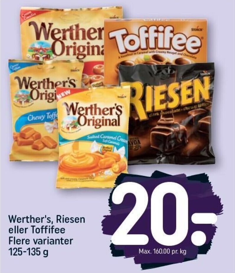 Werther S Riesen Eller Toffifee Flere Varianter 125 135 G Tilbud Hos