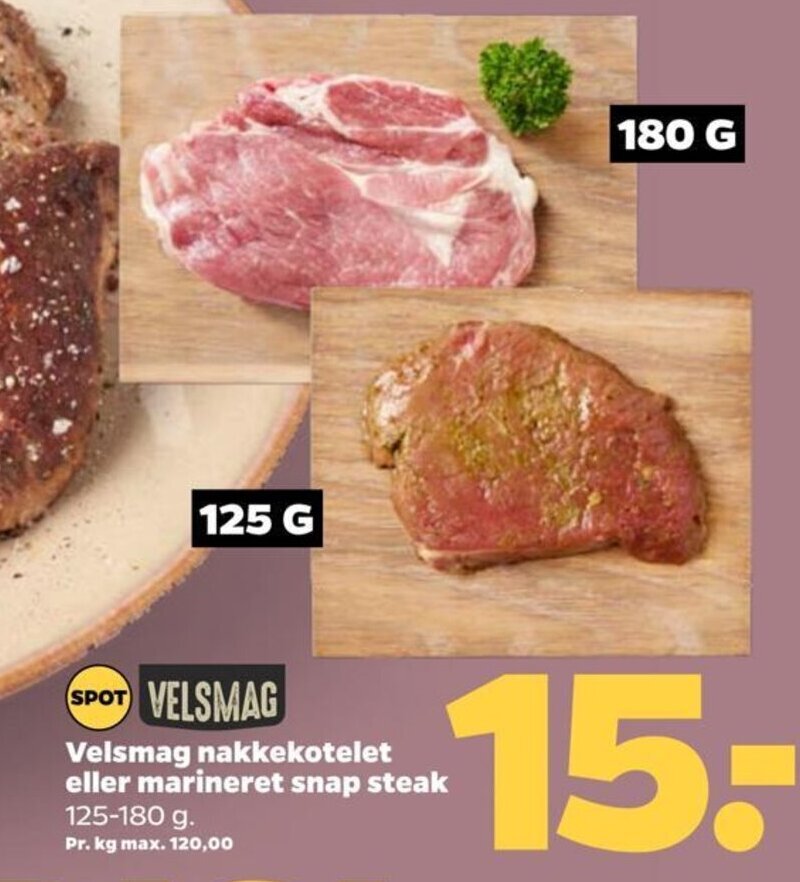 Velsmag Nakkekotelet Eller Marineret Snap Steak Tilbud Hos Netto