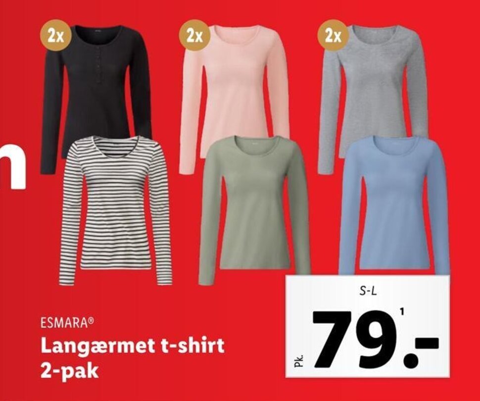 Esmara Lang Rmet T Shirt Pak Tilbud Hos Lidl