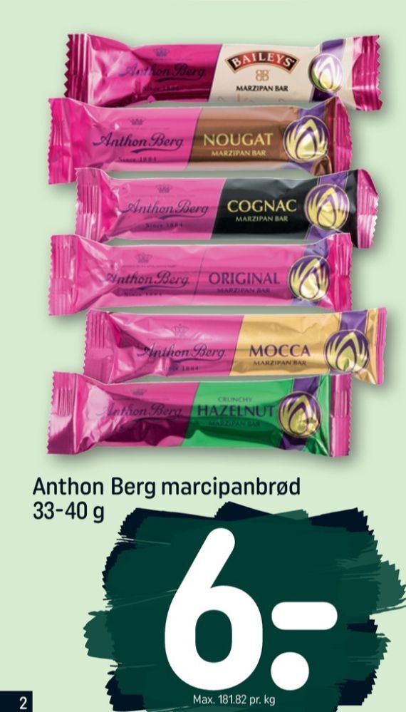 Anthon berg marcipanbrød nougat tilbud hos Rema 1000