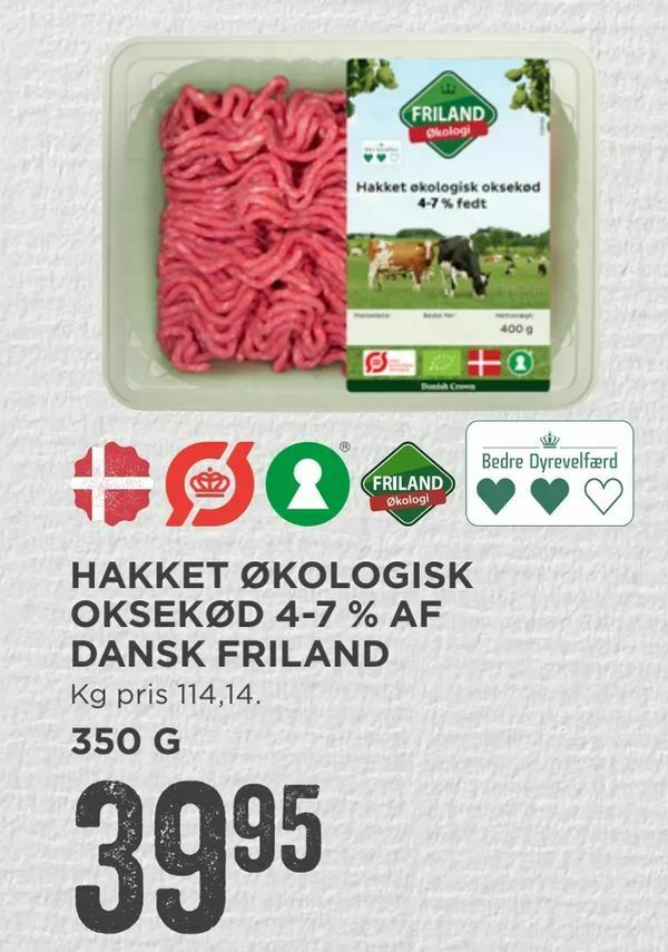 Hakket økologisk oksekød 4 7 af dansk friland tilbud hos MENY