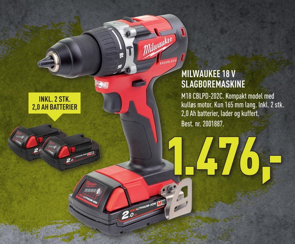 Milwaukee 18 V Slagboremaskine Tilbud Hos Johannes Fog