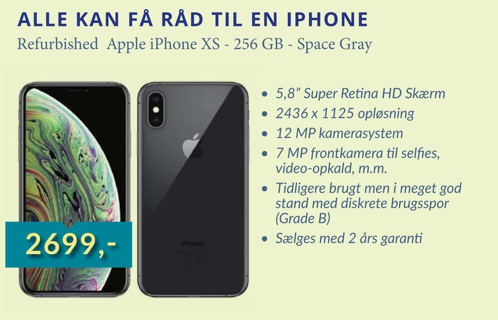 Refurbished Apple Iphone Xs 256 Gb Space Gray Tilbud Hos Tjdata