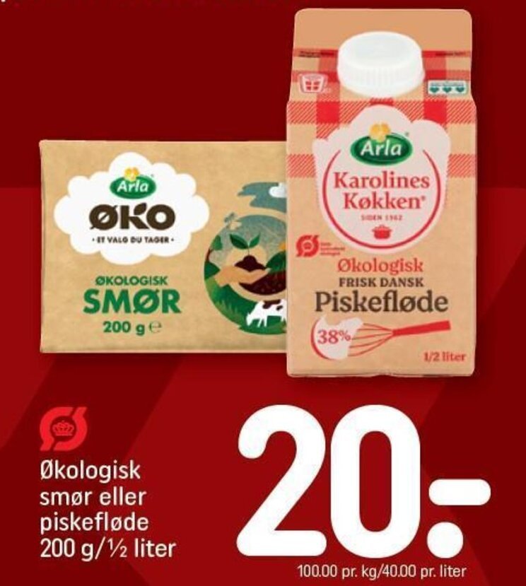 Arla Økologisk smør eller piskefløde 200 g ½ liter tilbud hos Rema 1000