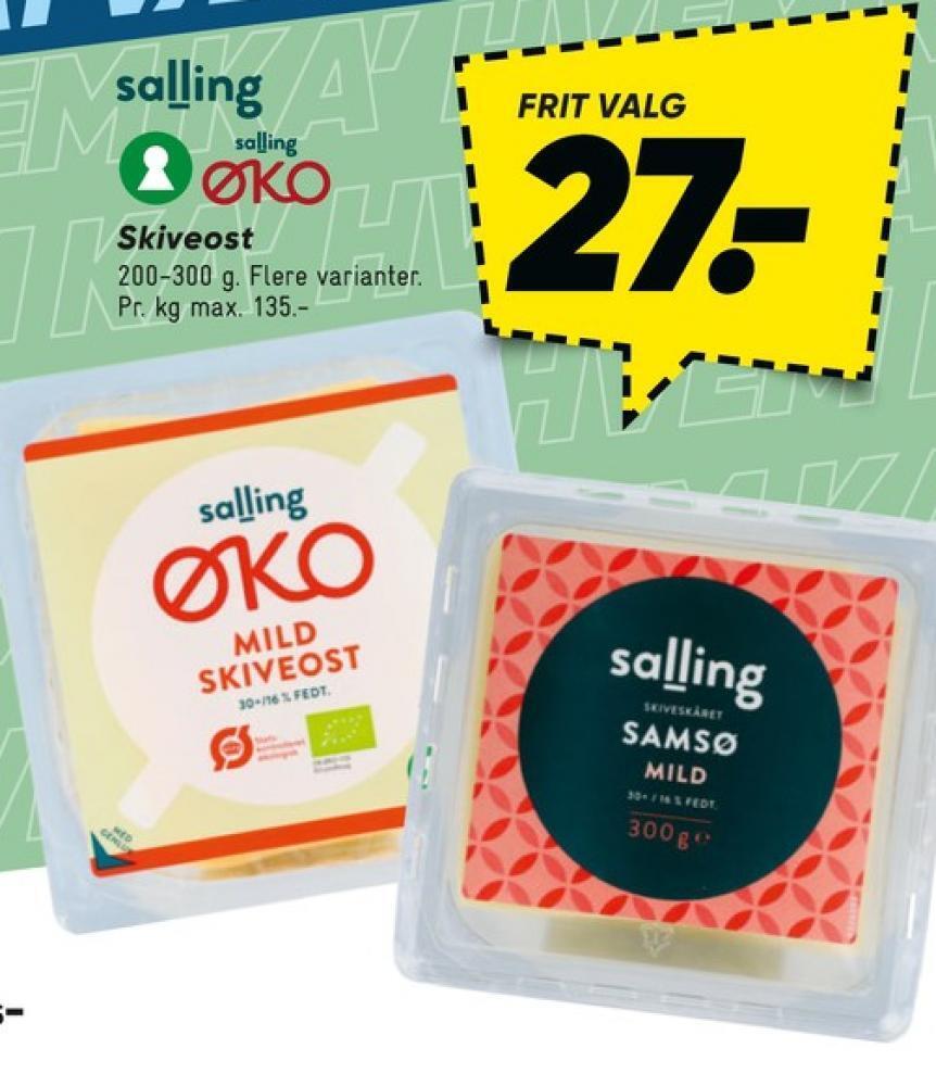 Salling øko skiveost mild tilbud hos Bilka