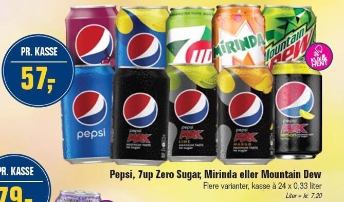 Pepsi 7up Zero Sugar Mirinda Eller Mountain Dew Tilbud Hos Otto Duborg