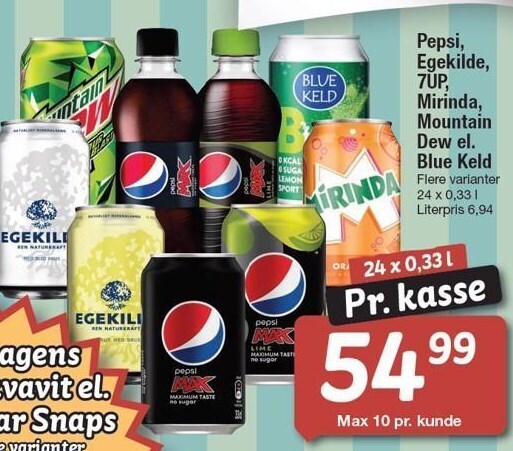 Pepsi Egekilde Up Mirinda Mountain Dew El Blue Keld Tilbud Hos