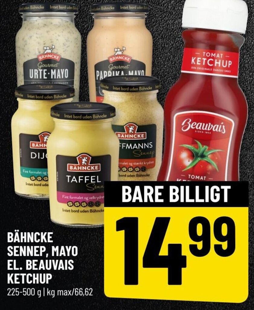 BÄHNCKE SENNEP MAYO EL BEAUVAIS KETCHUP tilbud hos Løvbjerg