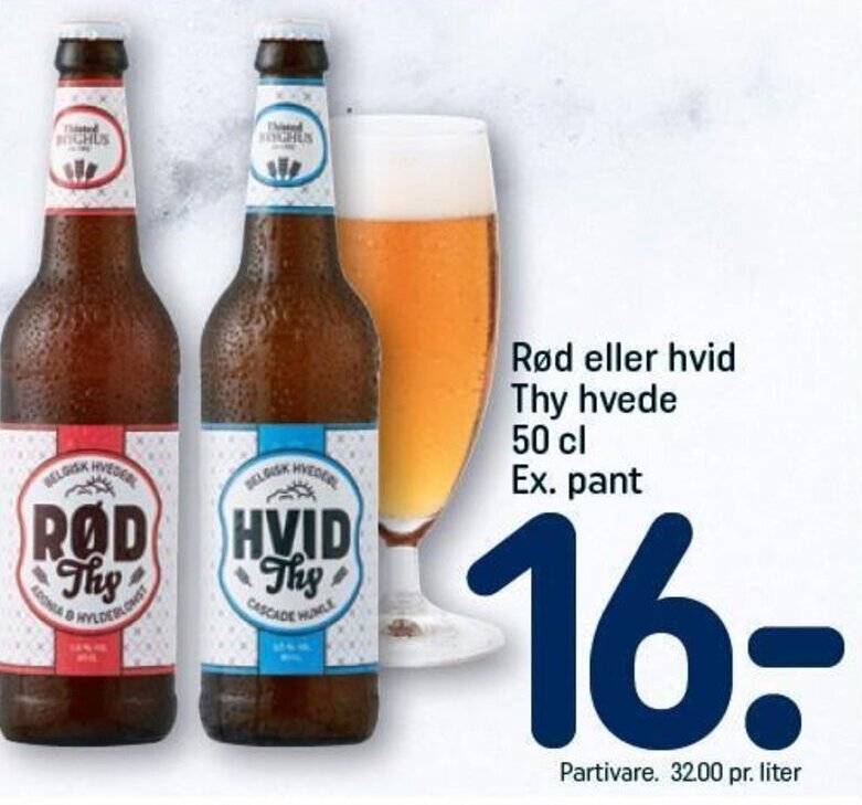 Rød eller hvid Thy hvede 50 cl Ex pant tilbud hos Rema 1000