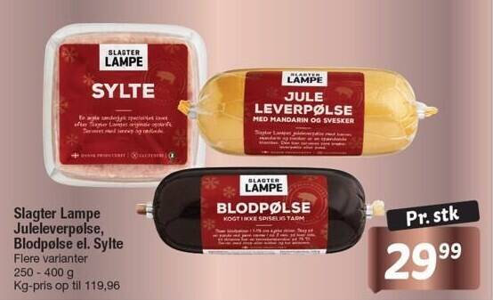 Slagter lampe juleleverpølse blodpølse el sylte tilbud hos Fakta Tyskland