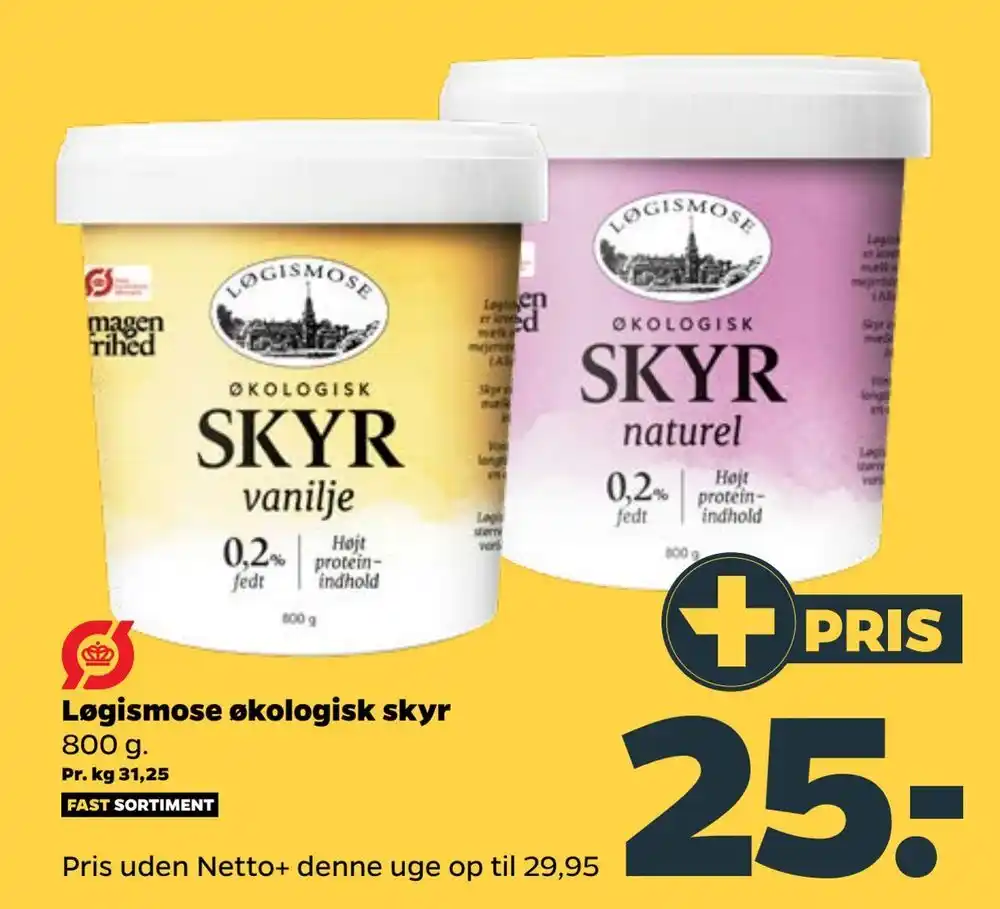 Løgismose økologisk skyr tilbud hos Netto