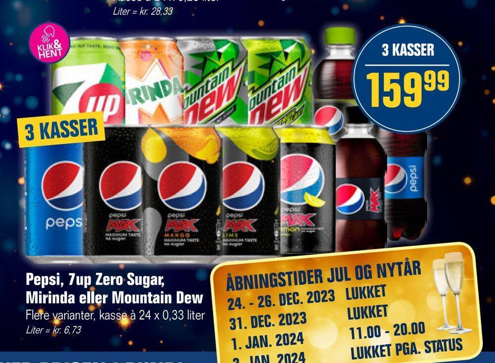 Pepsi 7up Zero Sugar Mirinda Eller Mountain Dew Tilbud Hos Otto Duborg