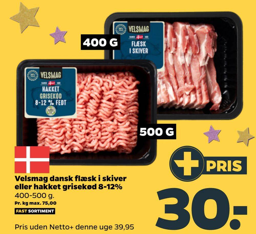 Velsmag Dansk Fl Sk I Skiver Eller Hakket Grisek D Tilbud Hos Netto