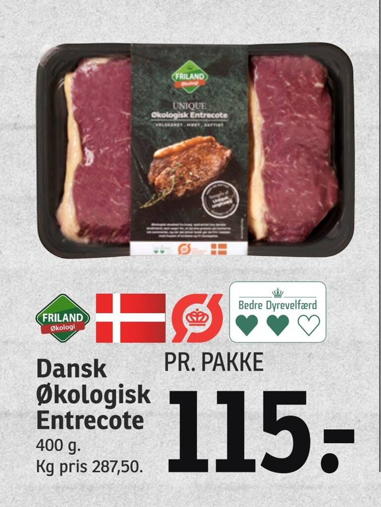 Dansk økologisk entrecote tilbud hos SPAR