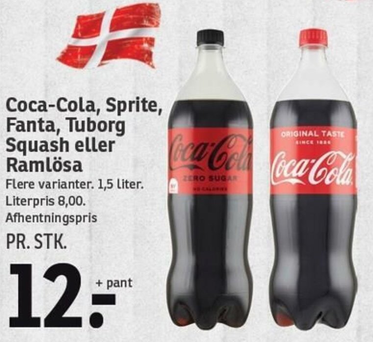 Coca Cola Sprite Fanta Tuborg Squash Eller Ramlösa 1 5 Liter tilbud