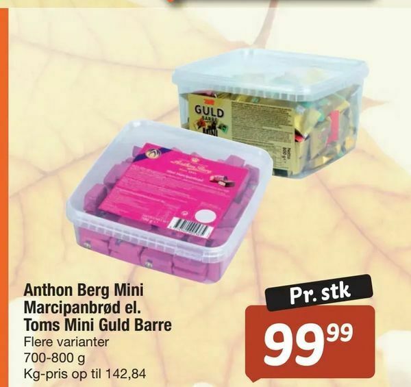 Anthon Berg Mini Marcipanbr D El Toms Mini Guld Barre Tilbud Hos Fakta