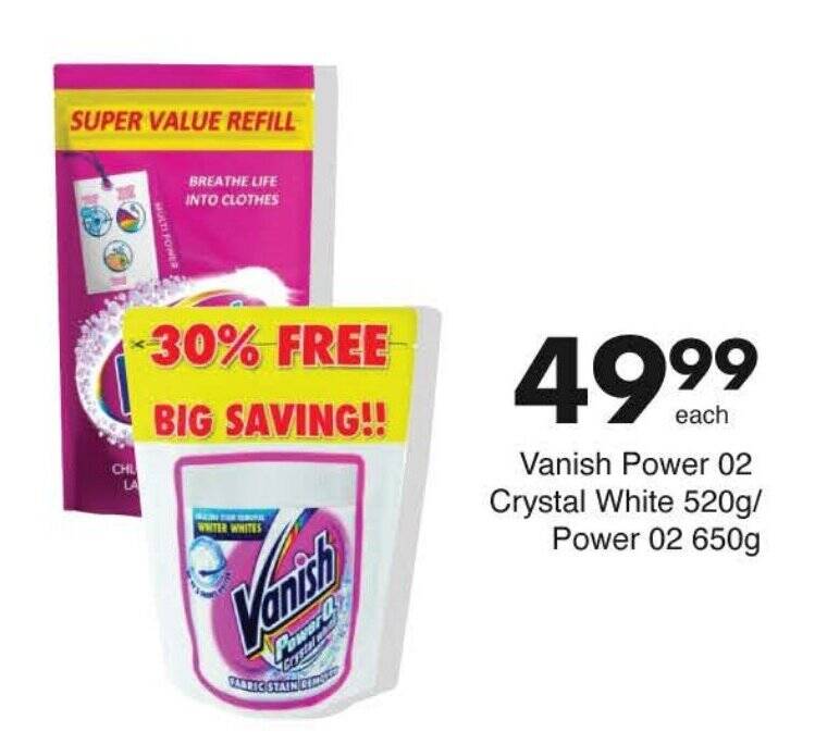 Vanish Power 02 Crystal White 520g Power 02 650g Tilbud Hos Kaufland