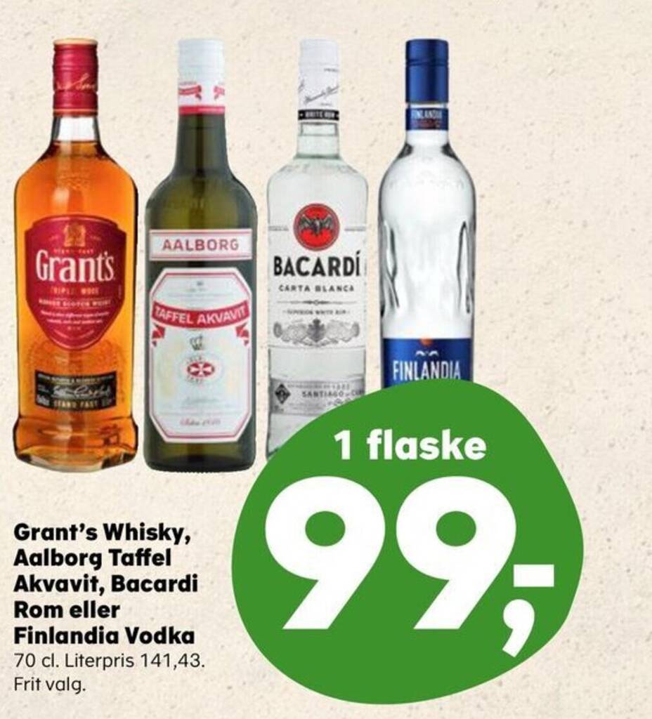 Grant S Whisky Aalborg Taffel Akvavit Bacardi Tilbud Hos Coop Dk