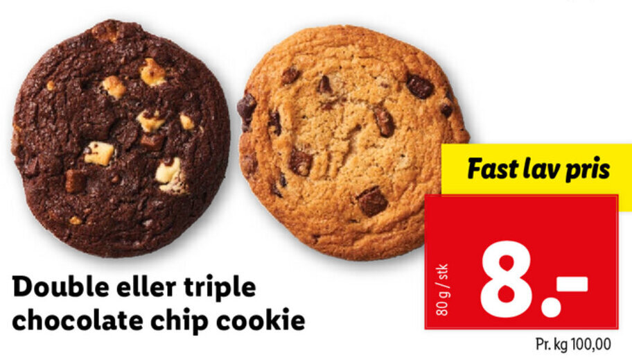 Double Eller Triple Chocolate Chip Cookie 80g Tilbud Hos Lidl