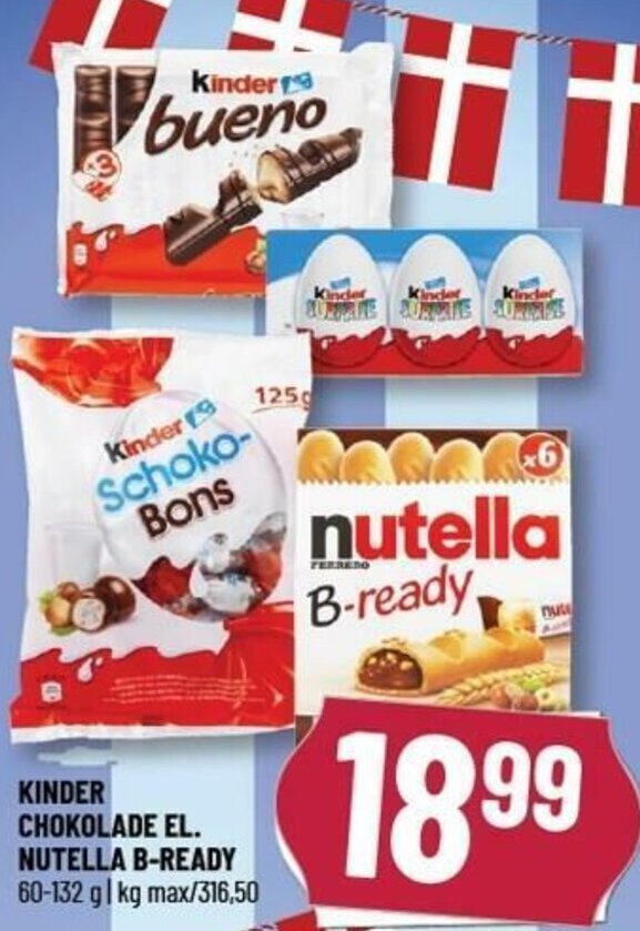 Kinder Chokolade El Nutella B Ready G Tilbud Hos L Vbjerg