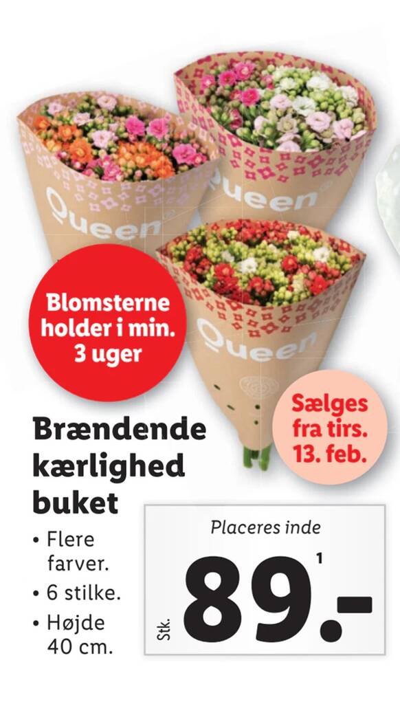 Brændende kærlighed buket tilbud hos Lidl