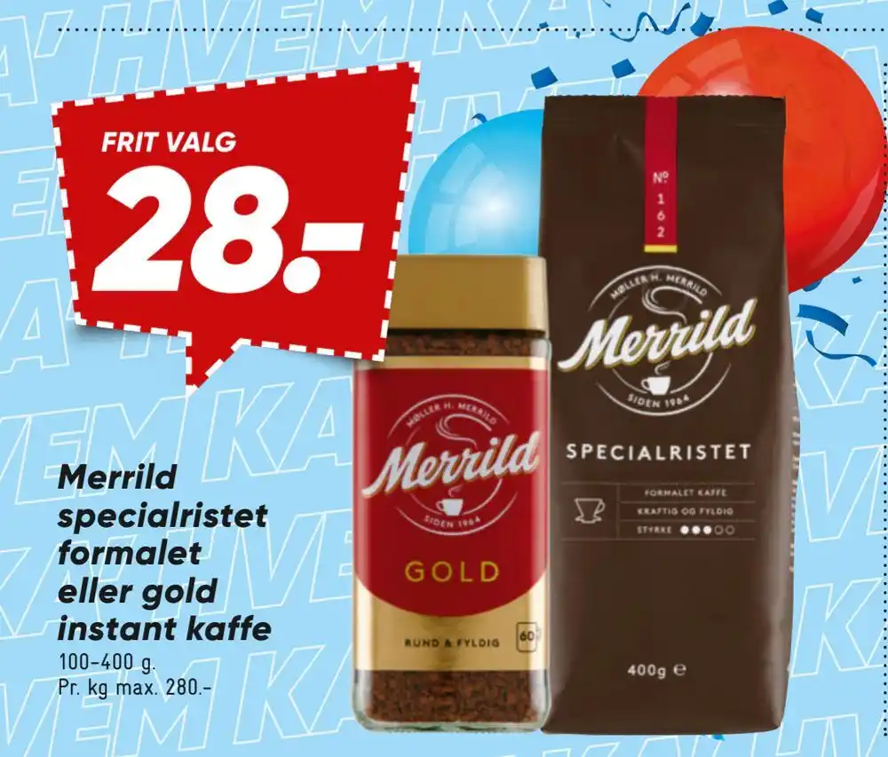 Merrild Specialristet Formalet Eller Gold Instant Kaffe Tilbud Hos Bilka