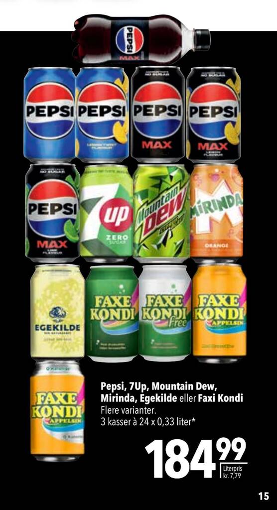 Pepsi Up Mountain Dew Mirinda Egekilde Eller Faxi Kondi Tilbud Hos