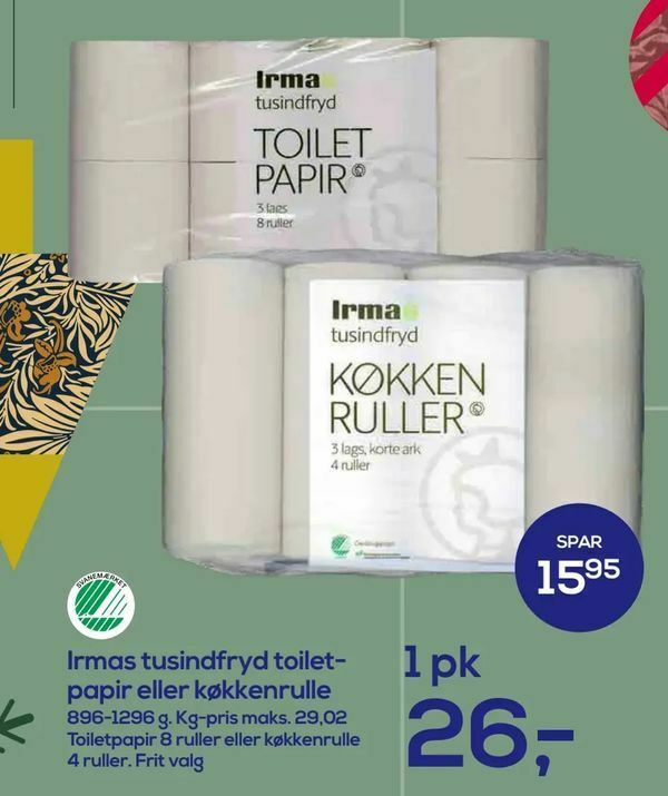 Irmas Tusindfryd Toiletpapir Eller K Kkenrulle Tilbud Hos Irma