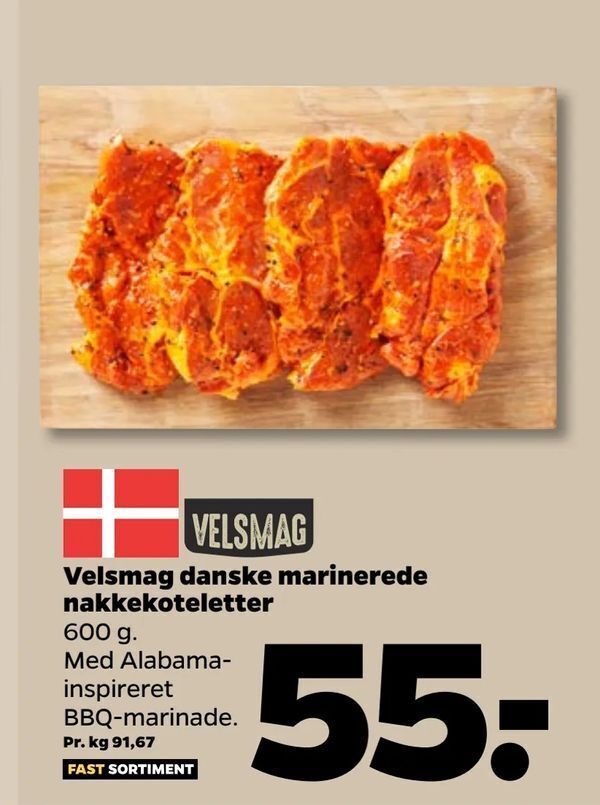 Velsmag Danske Marinerede Nakkekoteletter Tilbud Hos Netto