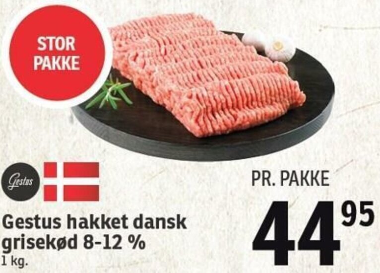 Gestus Hakket Dansk Grisekød 1 kg tilbud hos SPAR